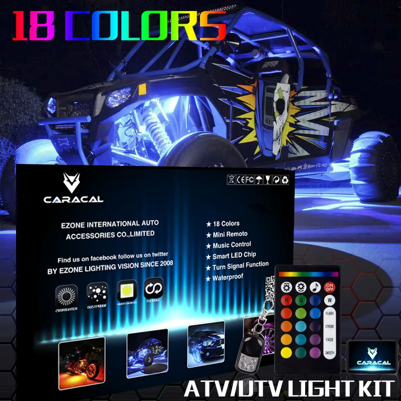 

4pc 24" Multicolor LED GOLF CART KART LED UNDERGLOW NEON LIGHT KIT 12 VOLT POWERED