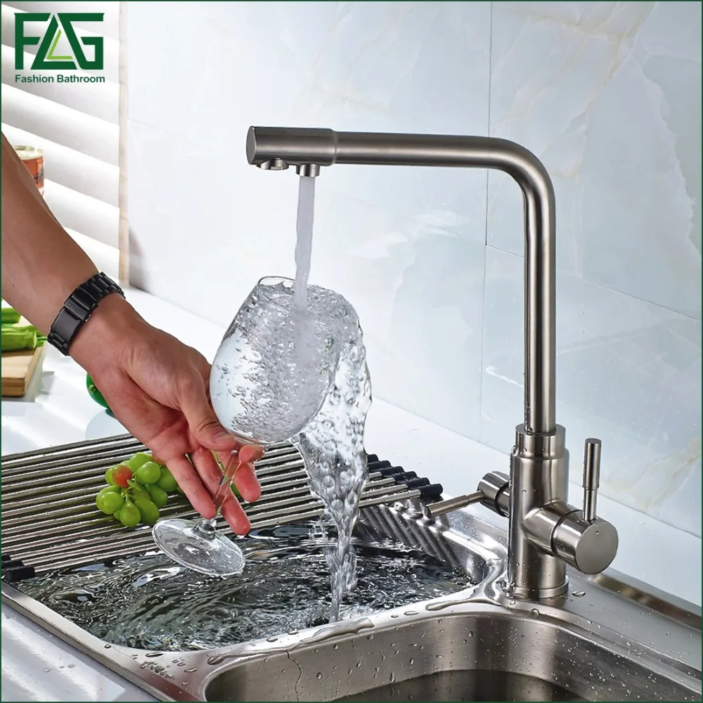 3 Way Tap 304 Stainless Steel Drinking Water Faucet Water Filter Purifier Kitchen Faucets For Sinks