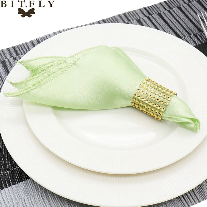 50 шт. 50 см свадебные салфетки для стола квадратная атласная ткань салфетка ткань карман платок для дня рождения дома вечерние отель золотой белый - Цвет: Light Green