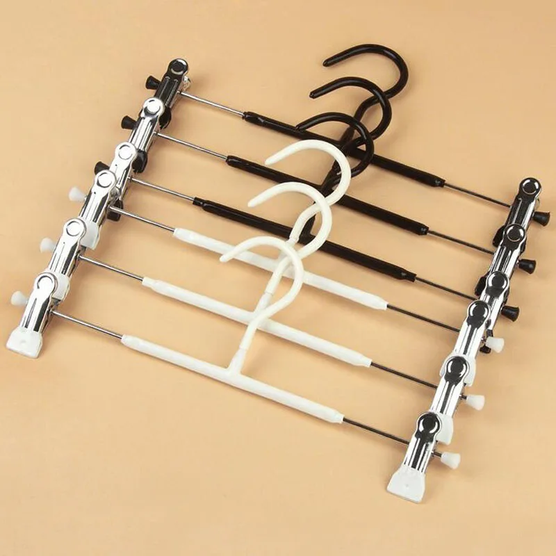 100PCS Metal Clothes Hangers White Black Clip Stand Hanger Pants Skirt