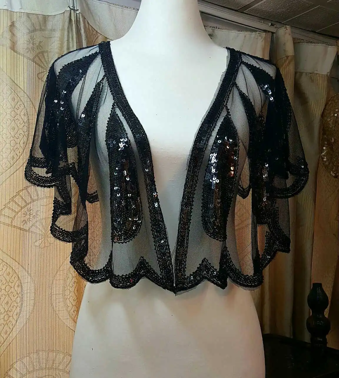 Женский винтажный кардиган Gatsby Короткий кружевной с полупрозрачной вышивкой