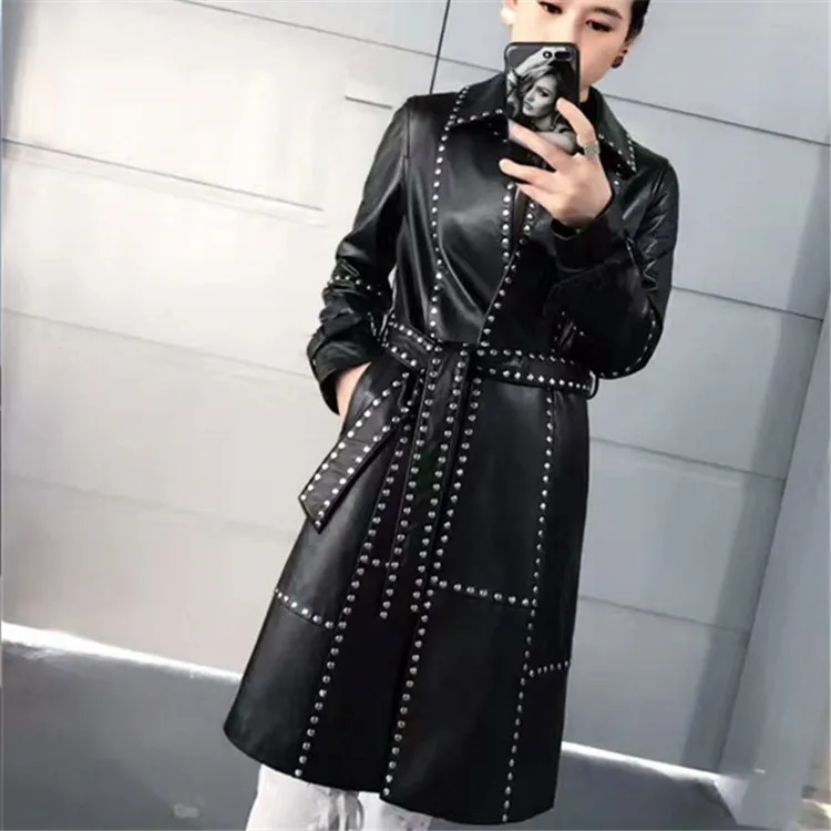 2017 весенне осенние модные тонкие импортные тренчи из овечьей кожи пальто и меха