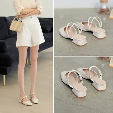 

Baotou sandals female 2019 new summer one shoes two wear slippers outside wear fairy wind wild thick with net red