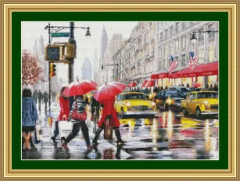 

oneroom Scenery on Rain cross stitch set DIY 14CT unprinted needlework kits counted dmc threads cross stitch