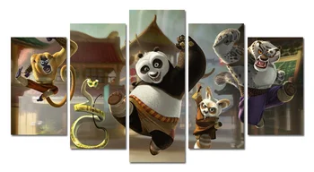 

5 Panel Home decoration Wall Art Kung fu panda Painting On Canvas Textured Abstract Paintings Pictures Decor HD Print Painting