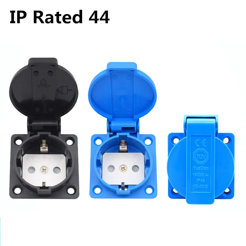 

16A 250V Black/Blue Generator Control Panel Germany Waterproof Socket European Dust Socket For Home Desktop Connector Plug
