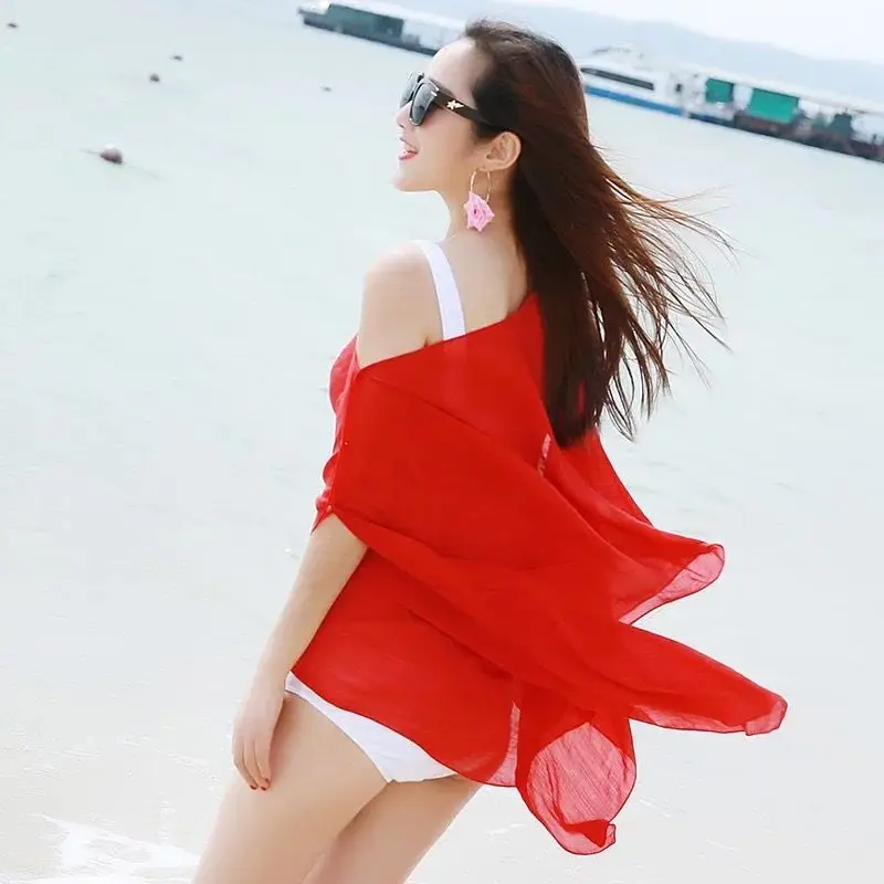 Женская шифоновая накидка пляжная одежда обертывание пляж закрытый купальник платок на купальник