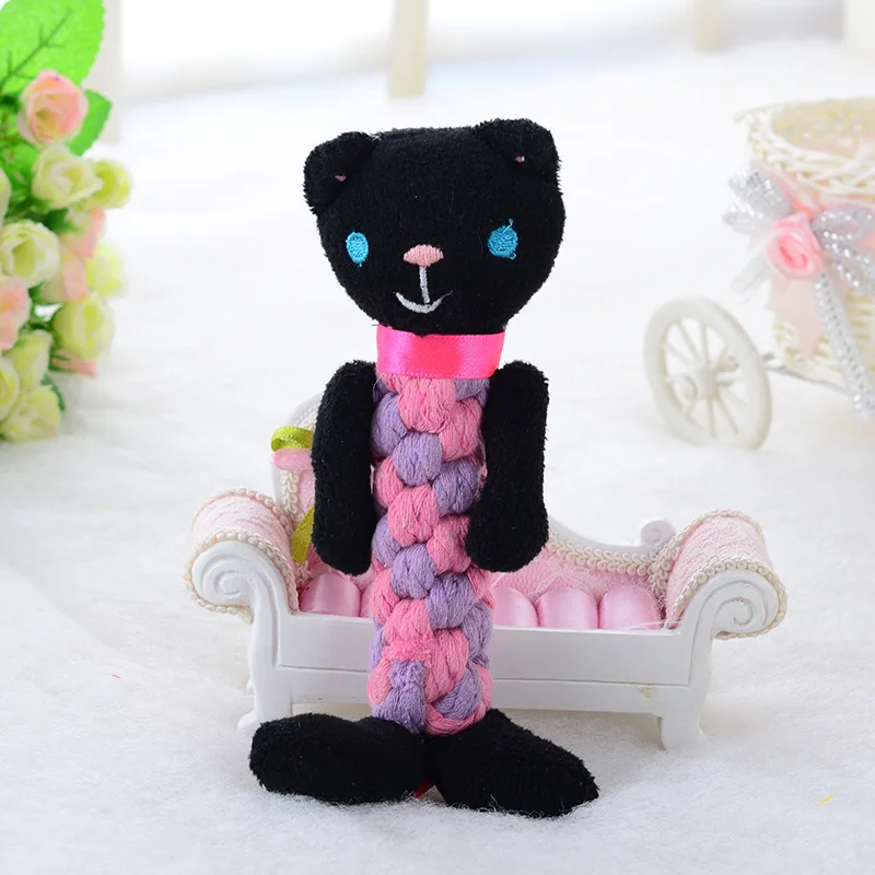 black panda Веревка для собак игрушки Мягкая прочная милая маленькая собачка интерактивный плюшевый игрушка Щенок игрушка с писком для домашних животных игрушка для чистки зубов домашних животных продукт PPT613 - Цвет: black panda