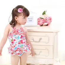 1-8yrs Обувь для девочек Симпатичные цельный Купальники для малышек прекрасный Цветочная юбка костюм горячая штамп сиамские купальник Раффлед Одежда заплыва костюм