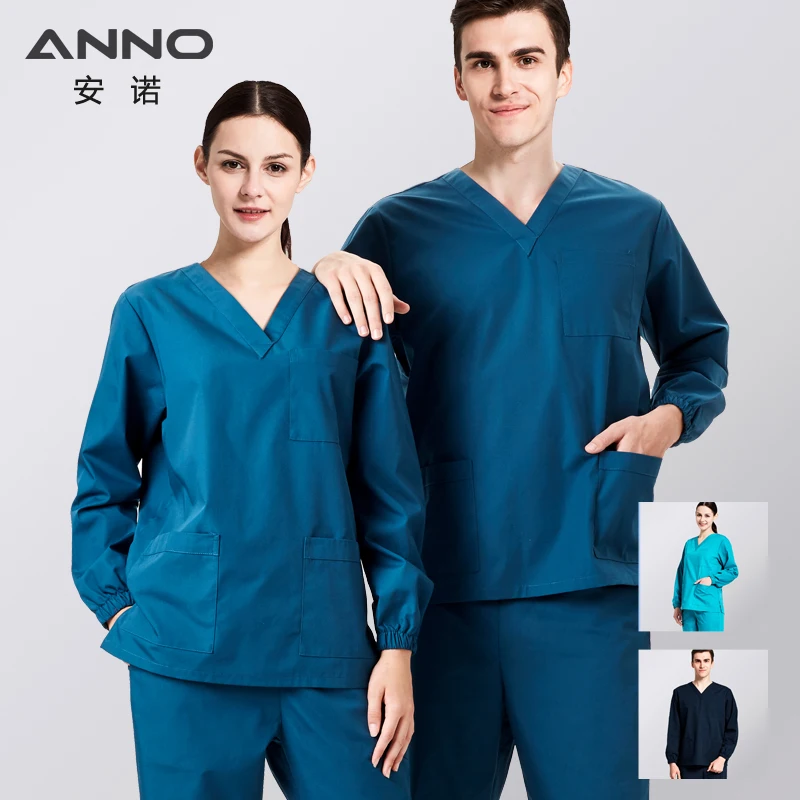 Зимняя Больничная Униформа с длинными рукавами для медсестер, медицинский костюм из хлопка и спандекса, женский и мужской хирургический костюм, верхняя одежда