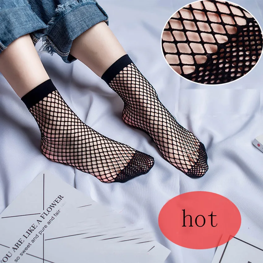 Носки женские сексуальные сетка из шнурков Net однотонный топ-короткие носки стильные meia feminina летние женские носки #-Y