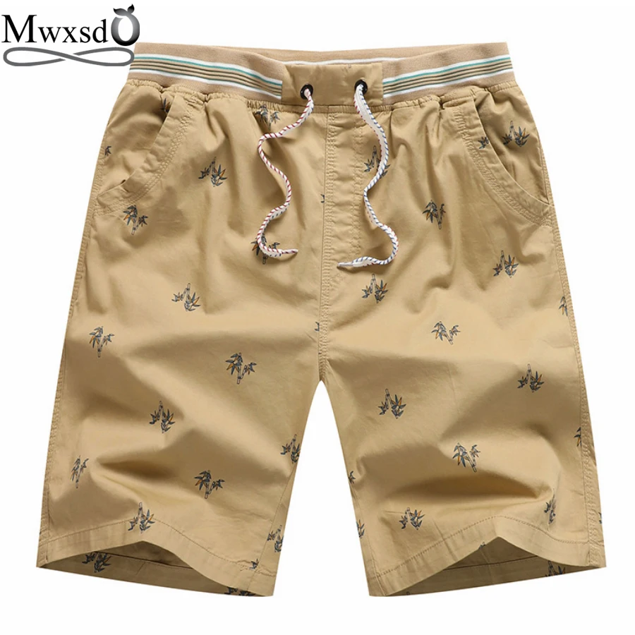 Mwxsd брендовые летние Для мужчин повседневная с принтом Шорты Для мужчин, slim fit Хлопок Шорты мужской дышащий Пляжные шорты бермуды masculina