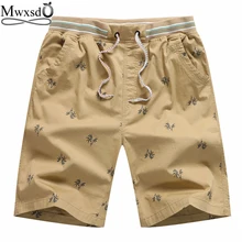 Mwxsd брендовые летние Для мужчин повседневная с принтом Шорты Для мужчин, slim fit Хлопок Шорты мужской дышащий Пляжные шорты бермуды masculina