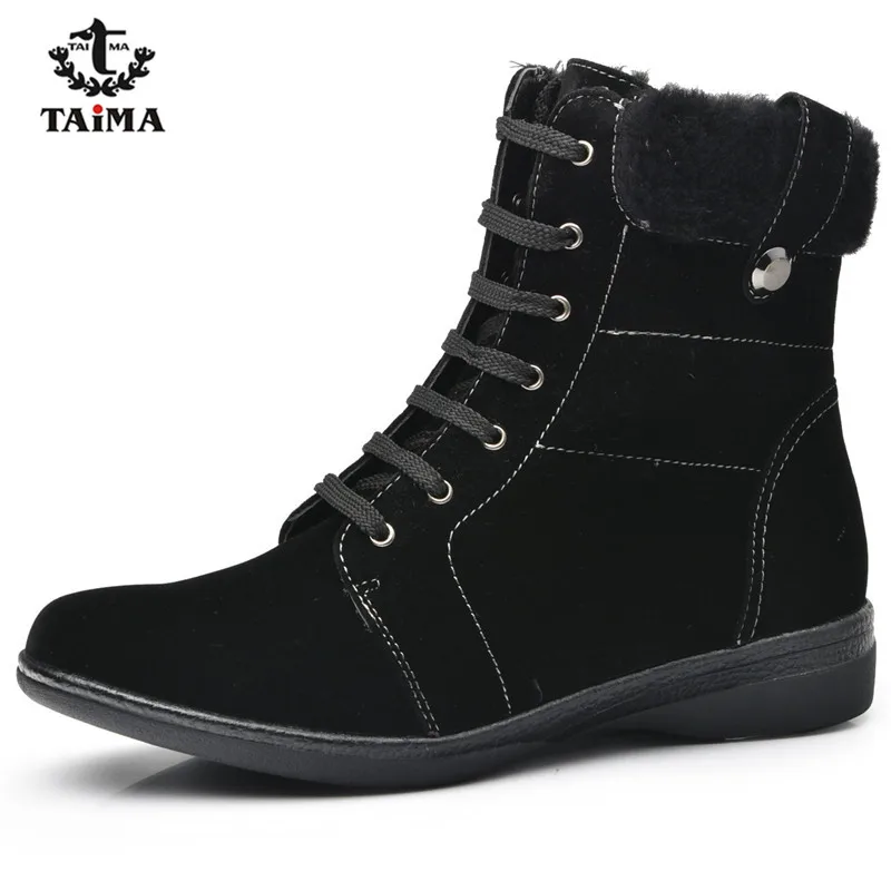 

TAIMA Brand Women Boots Woman Warm Snow Boots Fashion Suede Fur Ankle Boots Black Brown Size 36-41#42311P