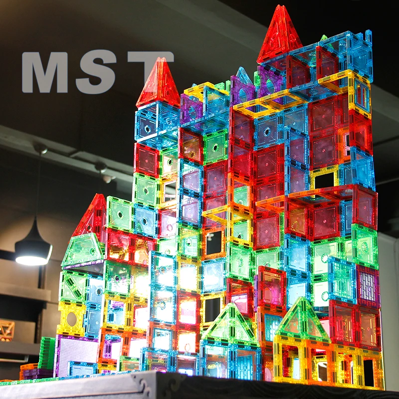 98 шт. прозрачный цветной магнит строительные игрушечные плитки для детей магнитные 3D блоки Строительные доски Детские творческие игрушки
