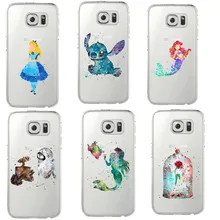 La belleza de la bestia stitch Cubierta Suave Para Samsung Galaxy S5 S7 S6 Edge edge Sirena princesa Mickey Mouse arte de la acuarela de ángel