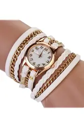 Модные женские туфли в стиле ретро синтетический кожаный ремешок часы браслет Наручные часы-белый