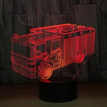 Пожарный двигатель автомобиля 3D лампа 7 цветов светодиодный ночник для детей сенсорный светодиодный USB Настольный Lampara Lampe детский спальный ночник Прямая поставка