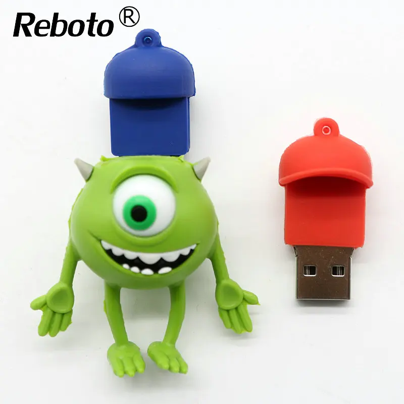 Флэш-накопитель USB в виде героя мультфильма 4 GB/8 GB/16 gb/32 gb/64 gb Милый Майк Вазовски флэш-накопитель USB 2,0 Memory Stick один глаз монстра Pendrive