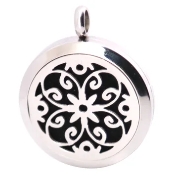

10pcs Flower Aromatherapy Essential Oil Surgical Stainless Steel Pendant Necklace Perfume Diffuser Locket with Felt Pdas