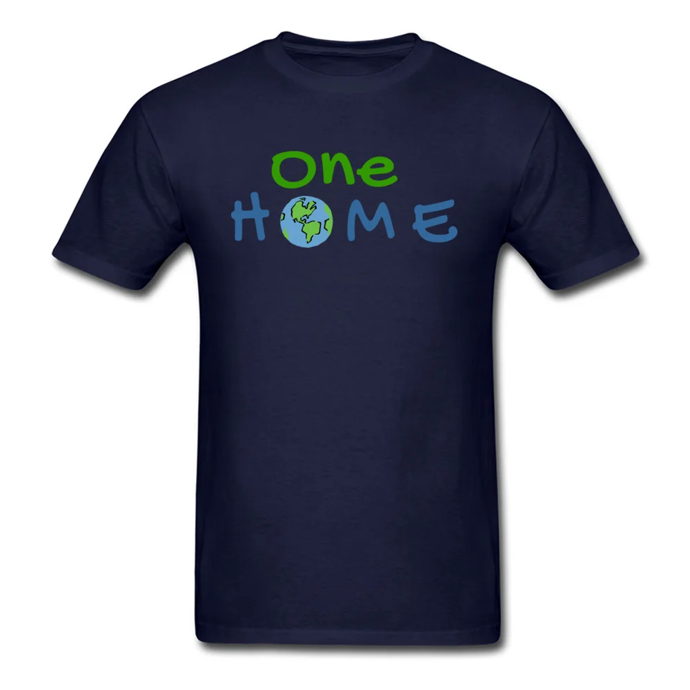 One Home Environmental Message Men Funny Tops Shirts Crewneck Thanksgiving Day Pure Cotton T Shirt Family Short Sleeve T Shirt One Home Environmental Message navy