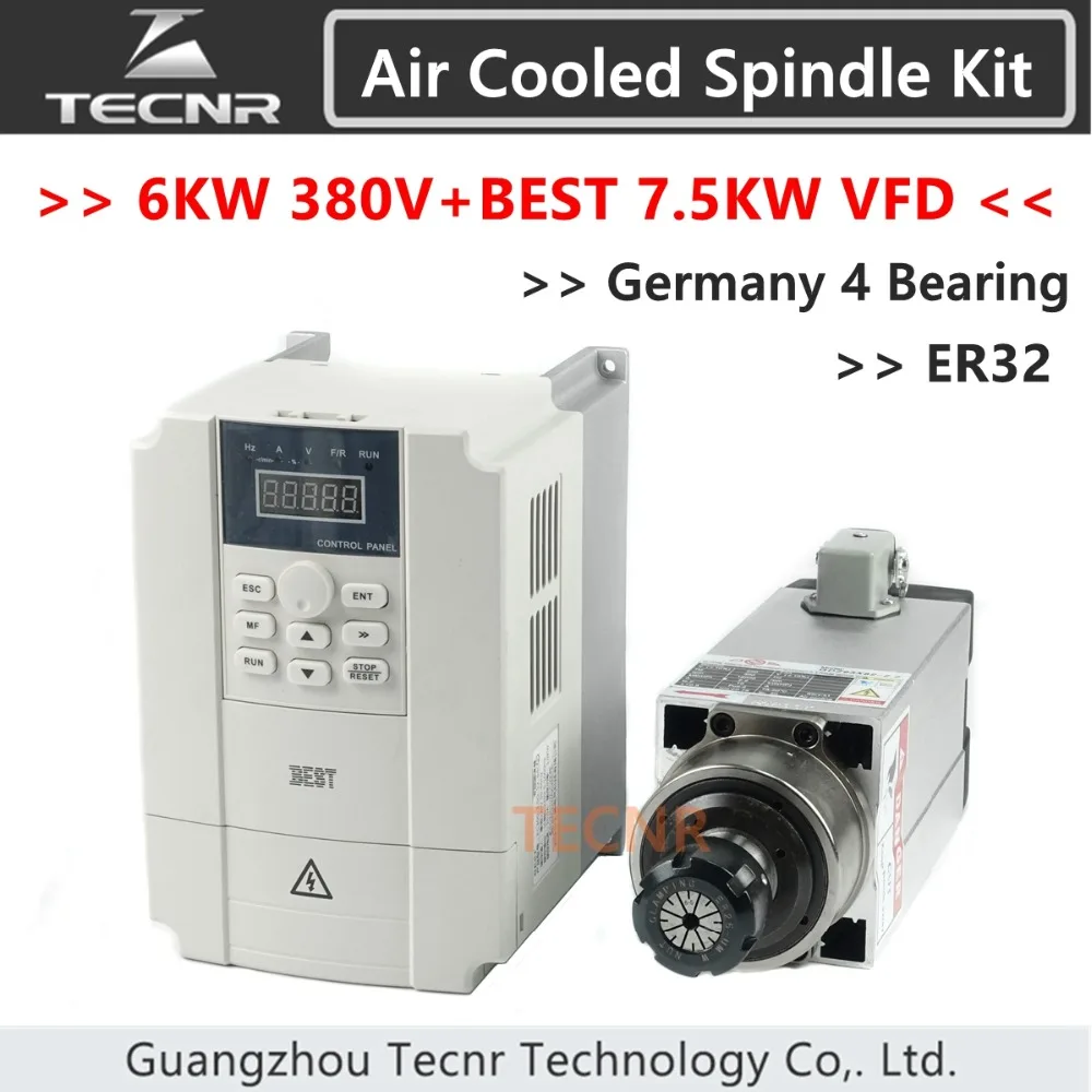 TECNR 6kw 380v шпиндель с воздушным охлаждением ER32 4 шт Керамические шариковые