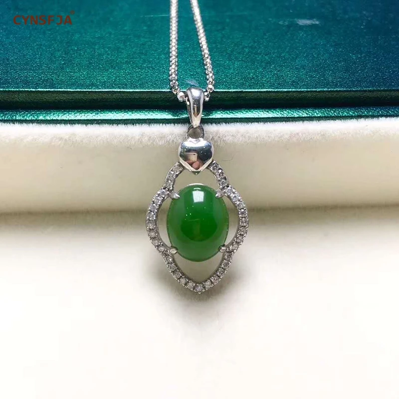 

Certified Natural Hetian Jasper Inlaid 925 Sterling Silver Handmade Lucky Gourd Jade Pendant Green High Quality Best Gifts