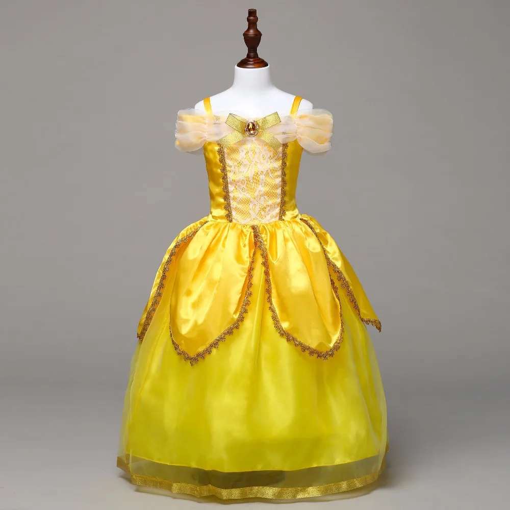 Kids Beauty and The Beast Cosplay Long Dress Girls Christmas Costumes Dresses Girls Clothing Children Princess Belle dresses