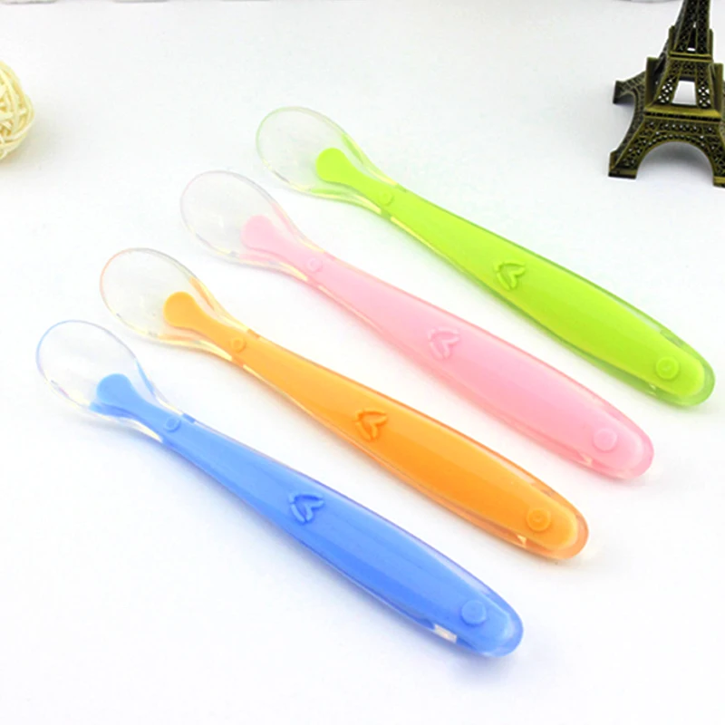 

Baby Spoon Feeding Silicone Soft Infant Soft Baby Flatware Feeder Utensils Set Tableware Solid Feeding Spoon Cutlery Safety Tool