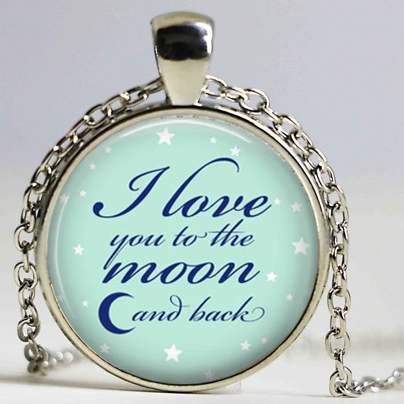 Free shipping I love you to the moon and back Necklace valentine gift jewelry moon pendant necklace best friend gift idea