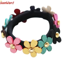 Trendy Style Newest Flower Mix Candy Color Cute Girl Elastic Hair Ties Band Rope Ponytail 1PC_U00442