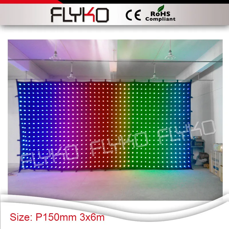 

blinking twinking led lights display indoor flexible Pixel 150mm led curtain 3M * 6M video screen