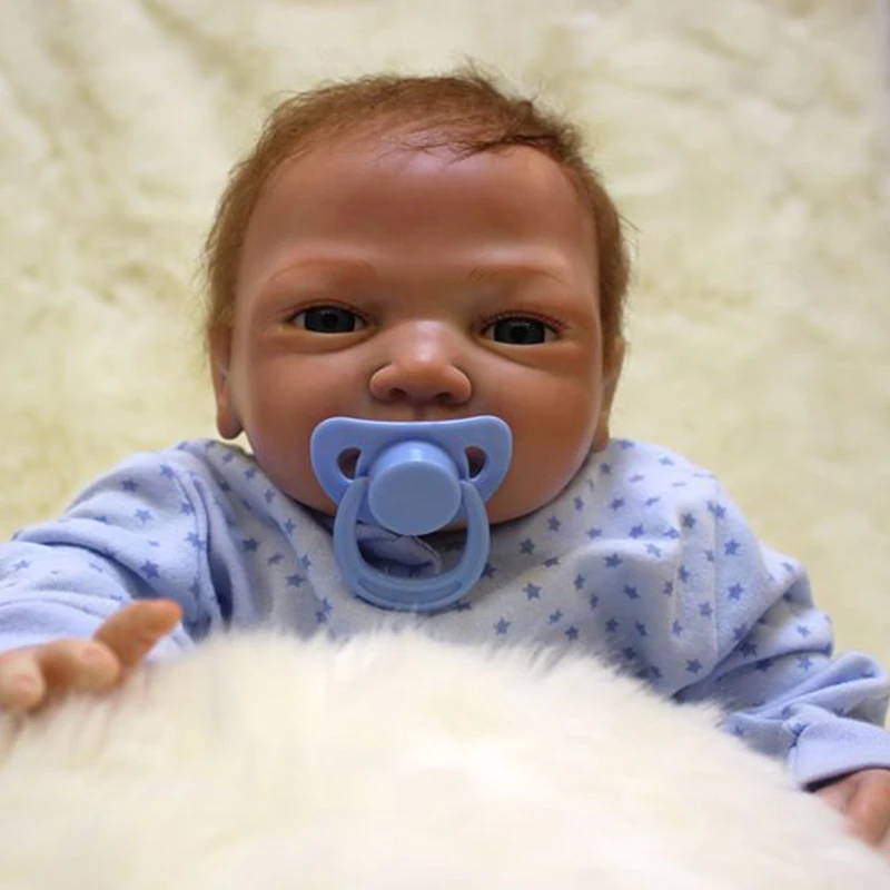 Presente para Roupas Nicery Polegada Bebe Boneca Renascer Silicone Macio Menino Menina Brinquedo Bebê Azuis 20 48-50cm 4 boneca presente para roupas azuis