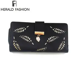 Herald модные женские туфли кожаный бумажник карты монета кошелек с застежкой длинные телефон клатч качество фото Мода наличные карман