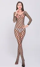 Sexy Lace Neck Fishnet Body Stocking Sexy Lingerie Nets Clothings Sex Costumes Black Mesh Fishnet Open Crotch Bodystocking