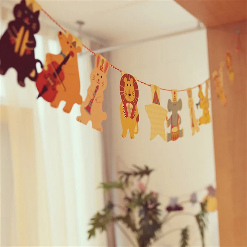 New Jungle Animal Pepa Pig Pennant Flags Kids First Happy Birthday Party Decoration Baby Shower Boy Garlands SD10 (2)