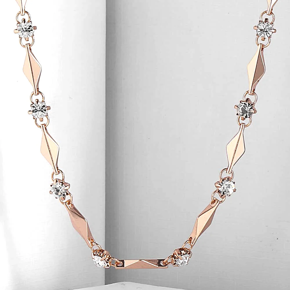 Женское Ожерелье-цепочка с камнями, стразы, 585, розовое золото, женское ожерелье, s цепи, ювелирное изделие, подарок для женщин 4 мм, 45 см, DGN238
