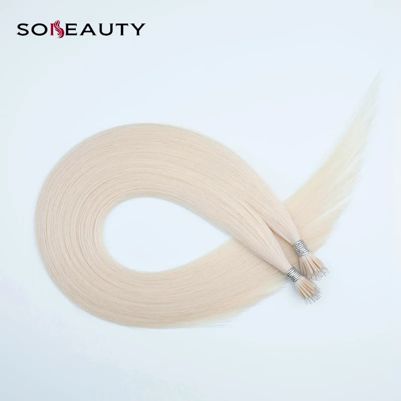 Sobeauty, человеческие накладные волосы с нано-наконечниками, волосы remy, 20 дюймов, прямые коричневые волосы для наращивания, волосы для наращивания с микро-бусинами, капсулы - Цвет: #60