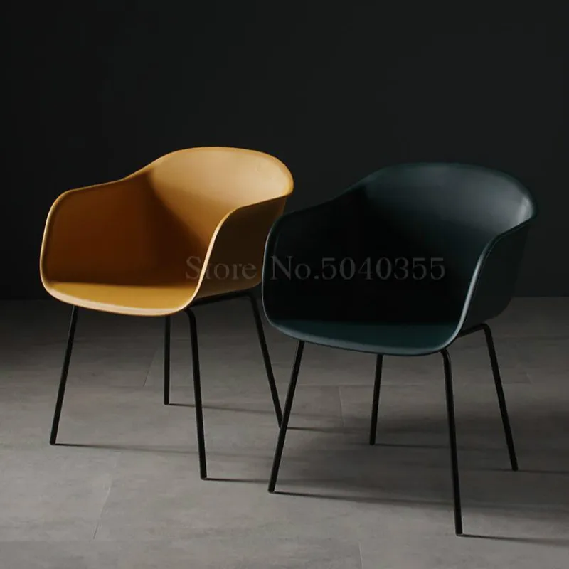 Черный обеденный стул в скандинавском стиле, домашний пластиковый стул для взрослых, экономичный ресторанный промышленный стол