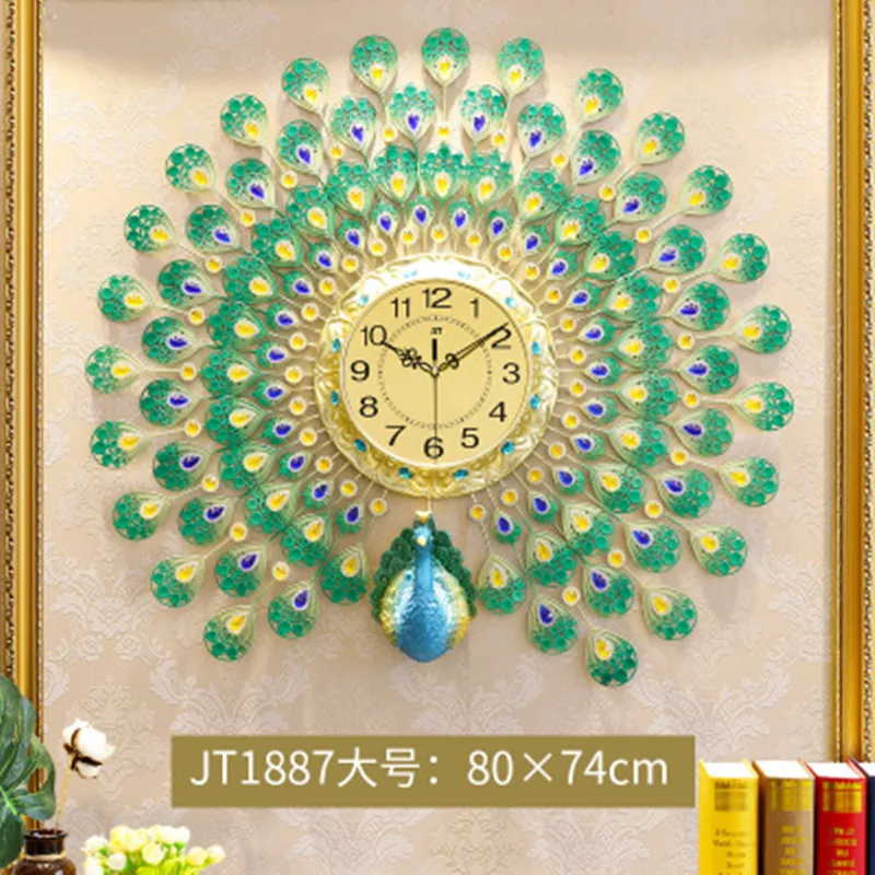 

Clocks and watches, peacocks creative decorative clock in living room I, European fashion household silent watches