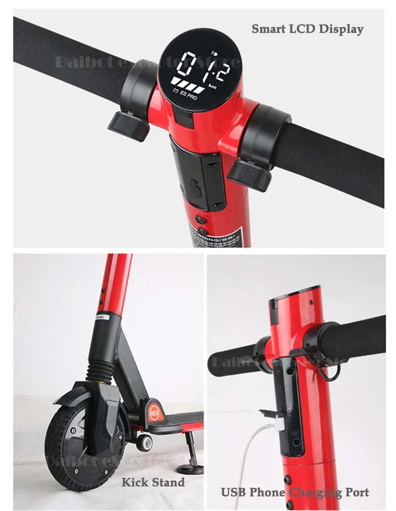 Excellent Daibot 8.5 Inch Electric Kick Scooters 2 Wheel Electric Scooter With Bluetooth/APP 250W 36V Red Adult Foldable Electric Scooter 13