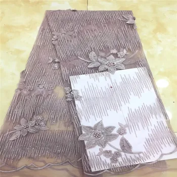 

2018 high quality French Nigerian sequins net lace,African tulle mesh sequence lace fabric for party dress 5yards/lot HJ1412-1