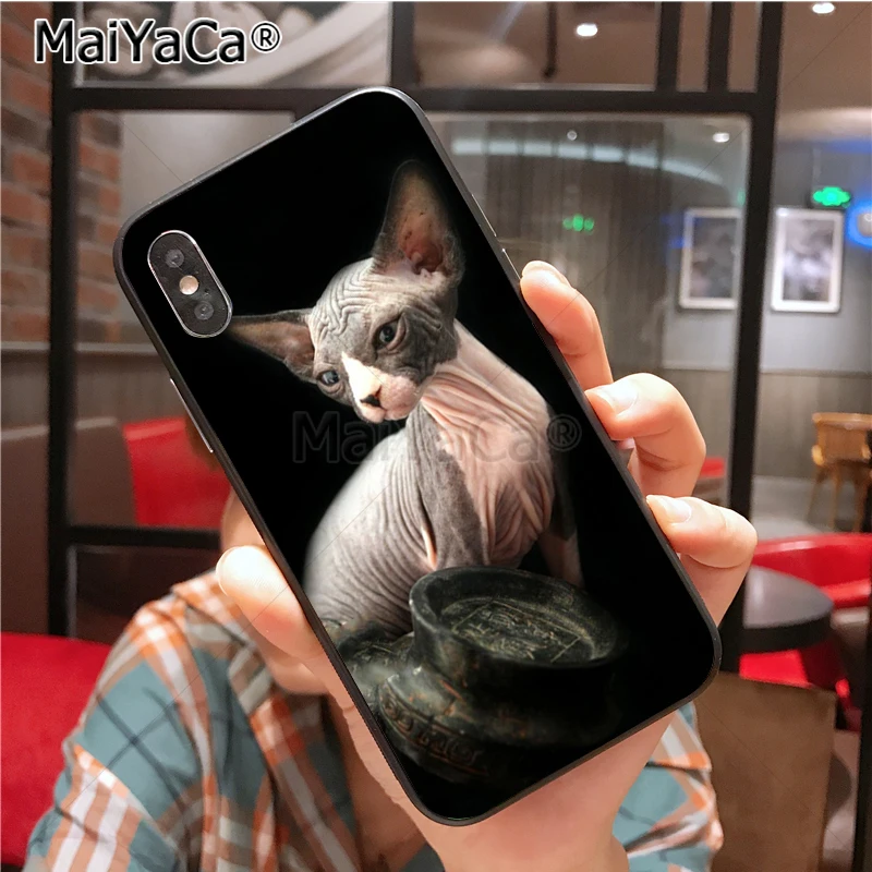Уникальный силиконовый чехол для телефона MaiYaCa sphynx cat для iphone 11 Pro 6S 6plus 7 7plus 8 8Plus X 5 5S чехол - Цвет: 1