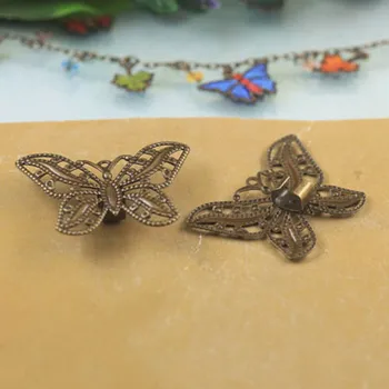 

Hair Rope Clasp Clips Buckle Fasteners 22x30mm Filigree Butterfly Cabochons Base Blank DIY Hair Jewelry Findings Accessories