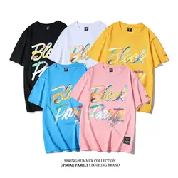 2019 новый черный прикольные футболки мужской с принтами с буквами твердые хлопок короткий рукав свободные Для мужчин s футболка хип-хоп