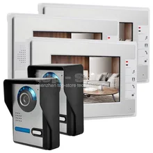 DIYSECUR 7 “Lcd de Color de Vídeo Timbre de la Puerta Del Kit de Teléfono Manos Libres 3 Monitores + 2 Ir Cámaras de Visión Nocturna Compatiable Con e-lock