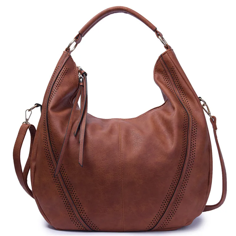 NIGEDU брендовая большая Повседневная Вместительная женская сумка из искусственной кожи с кисточками, женская сумка на плечо, женская большая сумка-тоут, Сумки для дам - Цвет: Borwn