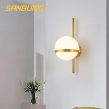 SANBUMG Nordic Wall Light Modern Creative Glass Wall sconce Round moon Bedside Lamp Living Room Corridor