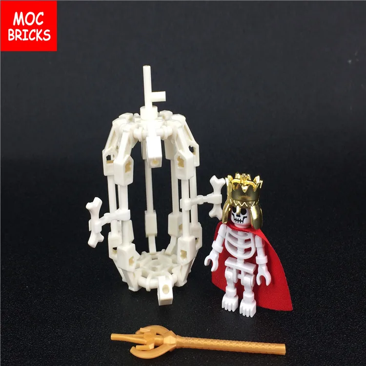 Кубики Moc DIY Белый Скелет клетка и король скелетов фигурка Обучающие строительные блоки игрушки для детей лучшие подарки