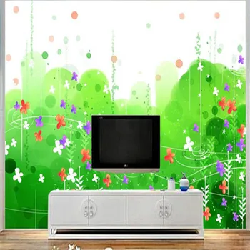 Cartoon Wallpapers Green Grass Flowers Mural Wallpaper For Kids Room Custom Wall Papers Home Decor Cute Photo Wallpapers Buy At The Price Of 22 00 In Aliexpress Com Imall Com